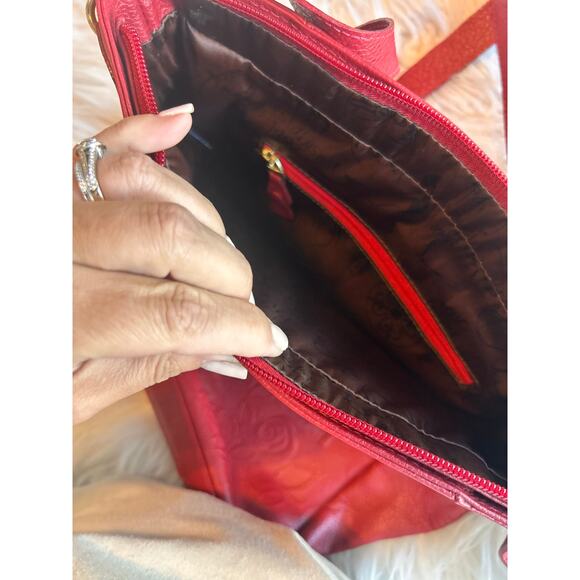 Velez Women's Leather Floral Print Includes Crossbody Shoulder Bag‎ Maroon - Picture 6 of 11